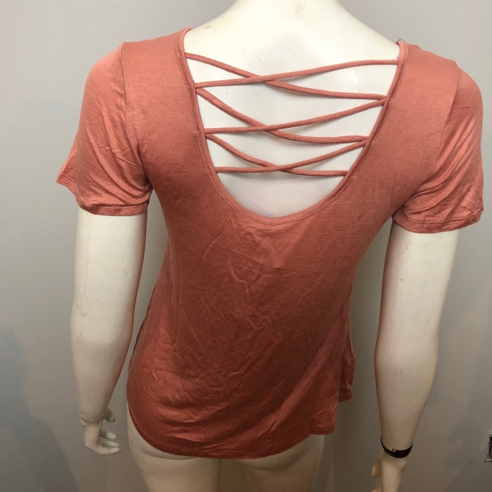 Peach Cross Back Tee MULTIPLE SIZES